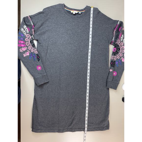 Boden Womens Jasmine Sweatshirt Dress US 12 Charcoal Marl Embroidered Boho Chic - Picture 8 of 16